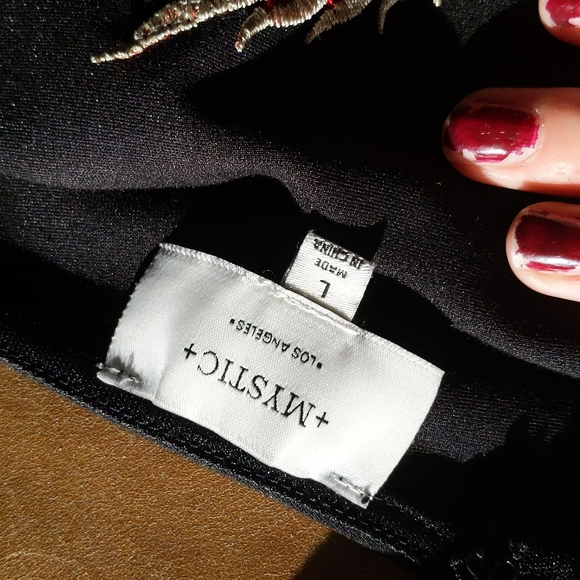 Floral plunge black dress MYSTIC fit and flare - Picture 2 of 2